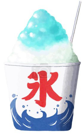 Depicting the cool delight of Japanese shaved ice, this watercolor painting illustrates the delicate ice texture and the variety of sweet flavors that make it a popular summer treat.