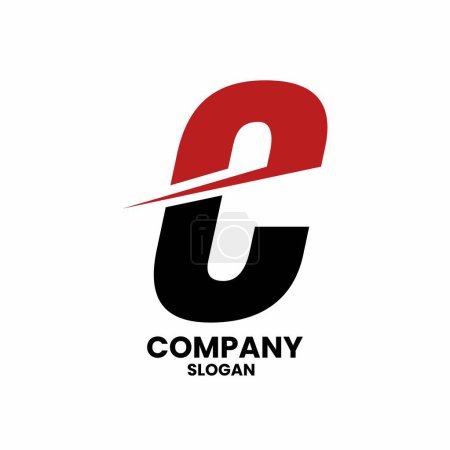 Initial E modern logo red and black color