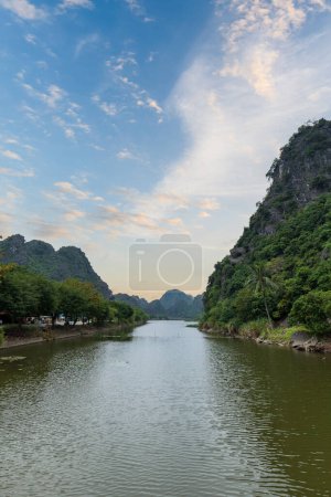 Ninh Binh landscape in Vietnam. Popular for boat tour, karst landscape and river