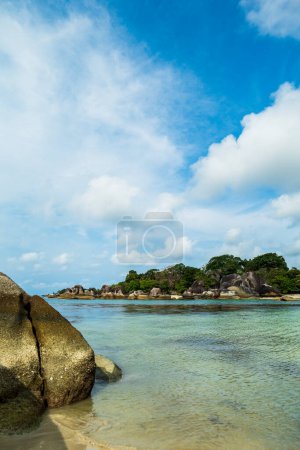 Belitung beach landscape, Tanjung Tinggi beach, a famous iconic beach with big rocks in Belitung, Indonesia. Also known as Laskar Pelangi beach