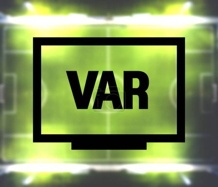 VAR, Video Assistant Referee icon, or VAR sign for soccer or football.