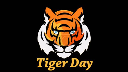Der Text zum Tigertag ist mit einer Tigerkopf-Illustration in abstrakter Abbildung in hoher Auflösung geschrieben.