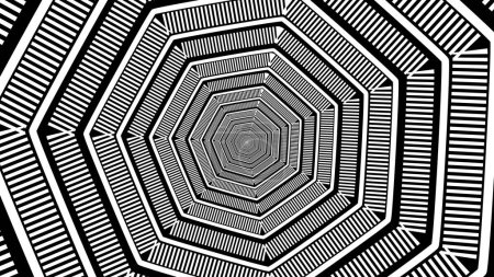 Túnel en forma de heptágono abstracto ilustrado con Flair futurista, un fascinante viaje a las dimensiones geométricas.