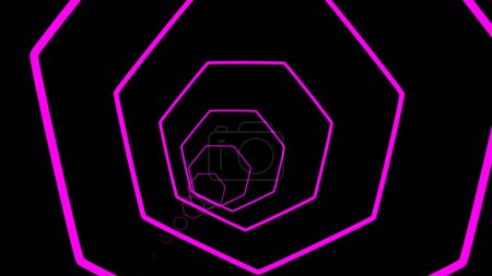 Túnel en forma de heptágono abstracto ilustrado con Flair futurista, un fascinante viaje a las dimensiones geométricas.