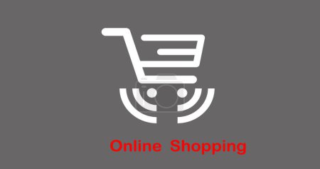 Logotipo de compras en línea con texto escrito de compras en línea en ilustración abstracta en alta resolución. Logotipo de compras en línea en alta resolución con un texto de compras en línea. Animación de logotipos con animación en movimiento de texto en alta calidad.