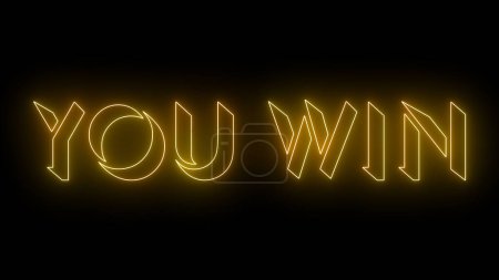 You Win text illustration. Easy to put into any video. Neon-colored text with a glowing moving outline on a dark background. Technology illustration material.