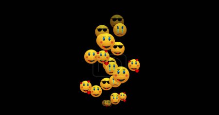 Illustration von Live-Reaktionen von Emoji-Symbolen in einem Alphakanal. Die Reaktionen in den sozialen Medien auf Facebook, Instagram und Twitter. Animiertes Symbol im Live-Stil für den Live-Stream-Chat. Einfach zu bedienen.