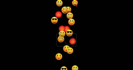 Illustration von Live-Reaktionen von Emoji-Symbolen in einem Alphakanal. Die Reaktionen in den sozialen Medien auf Facebook, Instagram und Twitter. Animiertes Symbol im Live-Stil für den Live-Stream-Chat. Einfach zu bedienen.