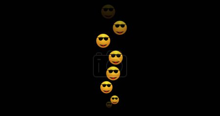 Illustration von Live-Reaktionen cooler Emoji-Symbole in einem Alphakanal. Die Reaktionen in den sozialen Medien auf Facebook, Instagram und Twitter. Animiertes Symbol im Live-Stil für den Live-Stream-Chat. Einfach zu bedienen.