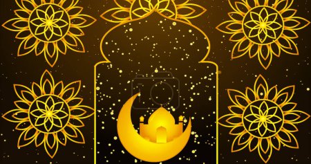 Islamic designed background. Islamic designed gold color background for Ramadan Kareem, Eid Al-Fitr, and Eid Al-Adha. Islamic design lantern with Islamic design in rich gold color.