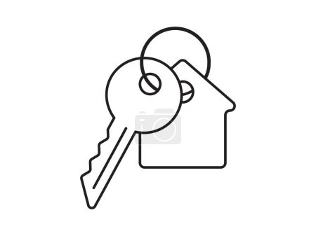 Key icon for house representation, isolated against a white background. This simple vector symbol evokes a sense of warmth and security, embodying the concept of home.