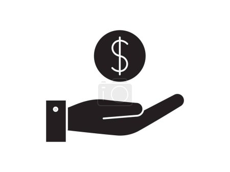 Coin on hand, money icon for business. Simple symbol line flat design.