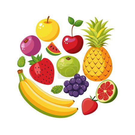 Illustration for Different types of Fruits vector illustration Concept - Royalty Free Image
