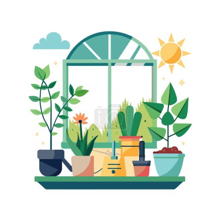 Plante d'intérieur en pot vectoriel illustration concept