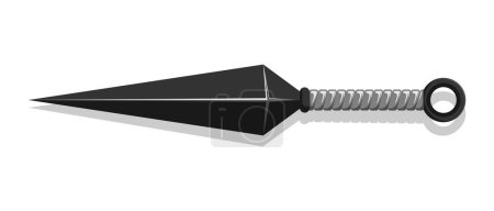 Kunai is a small knife ninja weapon, vector cartoon illustration, ninja weapon kunai, isolated on white background.