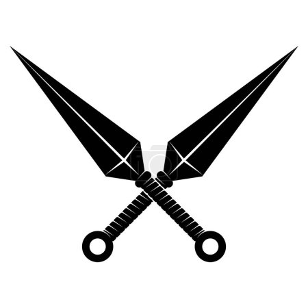 Kunai est une arme ninja petit couteau, illustration vectorielle de dessin animé, croisé ninja arme kunai, isolé sur fond blanc.
