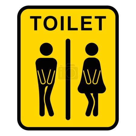 Vector de alta resolución y archivo EPS de iconos de baño masculino y femenino, con un fondo amarillo para obtener información de aviso, aislado sobre un fondo blanco transparente.