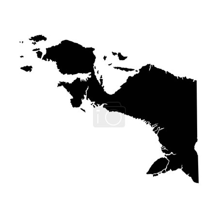 Papouasie île carte silhouette. Indonésie région, territoire. Illustration vectorielle.