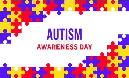 Modèle de conception de fond Journée mondiale de sensibilisation à l'autisme. Journée mondiale de l'autisme bannière vectorielle puzzle coloré. Symbole d'autisme. autisme Soins de santé Fond plat médical de la célébration du 02 avril. 