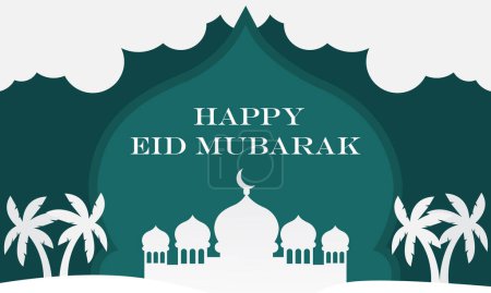 Eid Mubarak or Eid Al Fitr Template Design. Holy Day for Muslim and Islamic People. Vector Illustration. Suitable for poster, banner, campaign, and greeting card 