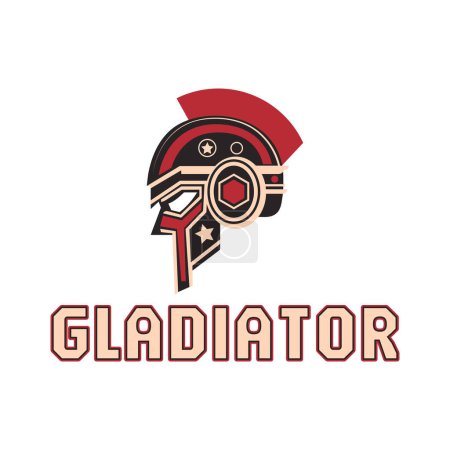 Gladiadores Vector Logo Illustration. Es un soldado romano o espartano, o logotipo de casco de gladiador, este logotipo intenta simbolizar una fuerza, poder y concepto de heroico.