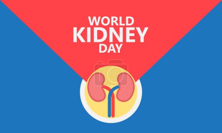 Illustration for World Kidney Day on 11 March, Design Illustration. Kidney Care Awareness campaign Illustration. Can be used for greeting card, poster, banner, flyer, landing page, etc. - Royalty Free Image