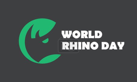 Ilustración de Día Mundial del Rinoceronte. Ilustración vectorial para el día mundial del rinoceronte. Póster, pancarta, logo, estampado para amantes y defensores de rinocerontes. Protección animal. 22 de septiembre - Imagen libre de derechos