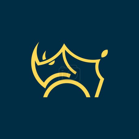 Nashorn-Logo. Nashorn-Ikone. Bedrohtes Tiersymbol. Emblem afrikanischer Wildtiere. Vektorillustration.