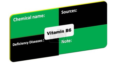 Photo for Vitamin B6 - Chemical name-Deficiency Diseases-Sources format. This is the format for vitamin B6 detailing. - Royalty Free Image