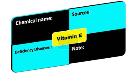 Vitamine E - Nom chimique-Maladies déficientes-Sources format. C'est le format pour les détails de la vitamine E.