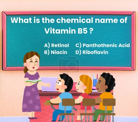 Lehrer fragt Schüler im Klassenzimmer nach dem chemischen Namen von Vitamin B5