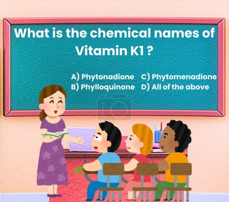 Lehrer fragt Schüler im Klassenzimmer nach dem chemischen Namen von Vitamin K1