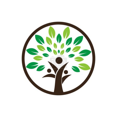 Árbol familia vector logotipo diseño plantilla.