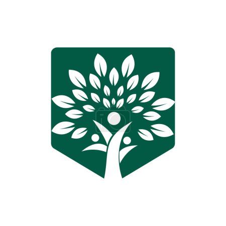 Árbol familia vector logotipo diseño plantilla.