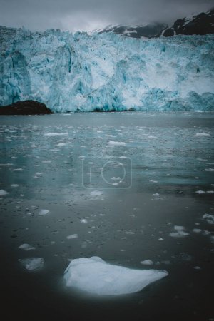 Capture the serene beauty of Alaska's glacial landscape with floating ice chunks. Perfect for projects focused on nature, climate change, travel, and environmental conservation.