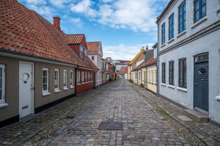 Photo for The cobblestone street Bangs Boder leading up to Hans Christian Andersen's house in Odense, Denmark, April. 19, 2024 - Royalty Free Image
