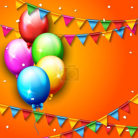 Illustration for Vector illustration of colorful Balloons card for the birthday party - Royalty Free Image