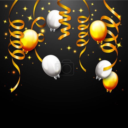 Téléchargez les illustrations : Illustration vectorielle de bannière de fête avec ballons - en licence libre de droit