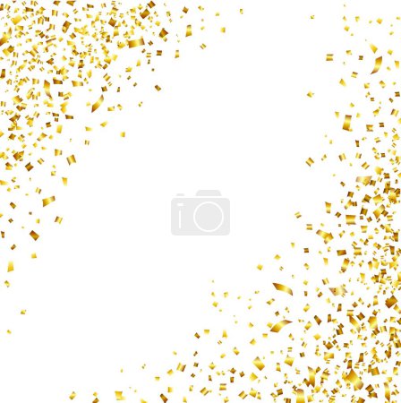 Téléchargez les illustrations : Fond de célébration de luxe avec des morceaux tombants de paillettes dorées métalliques et confettis - en licence libre de droit