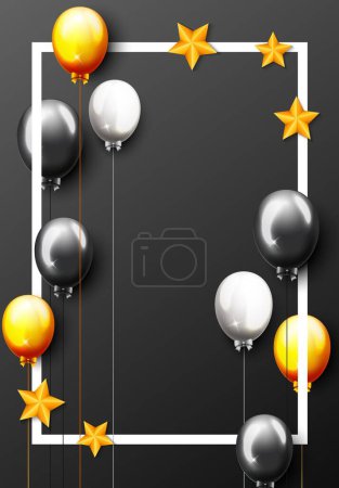 Téléchargez les illustrations : Illustration vectorielle de la bannière de fête d'anniversaire avec ballons - en licence libre de droit