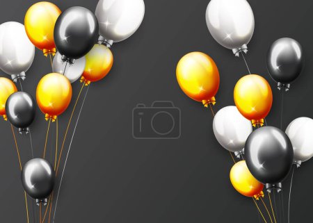Téléchargez les illustrations : Illustration vectorielle de la bannière de fête d'anniversaire avec ballons - en licence libre de droit