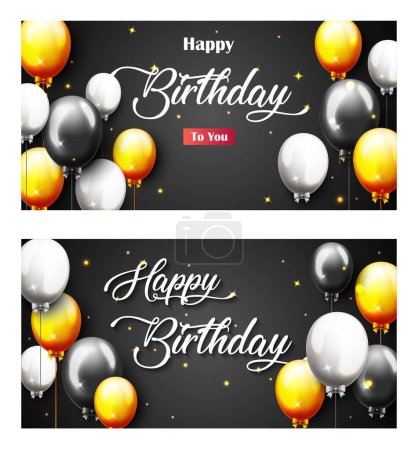 Ilustración de Ilustración vectorial de la celebración Feliz cumpleaños Banner de fiesta con globos - Imagen libre de derechos