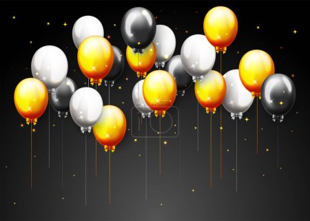 Illustration for Vector illustration of Celebration Happy Birthday Party Banner With Balloons - Royalty Free Image