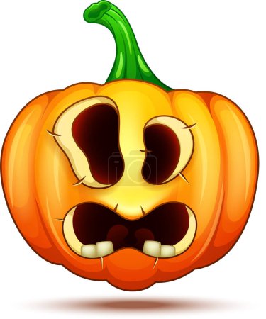 Illustration vectorielle d'un personnage de citrouille drôle et fou. Halloween émoticône dessin animé