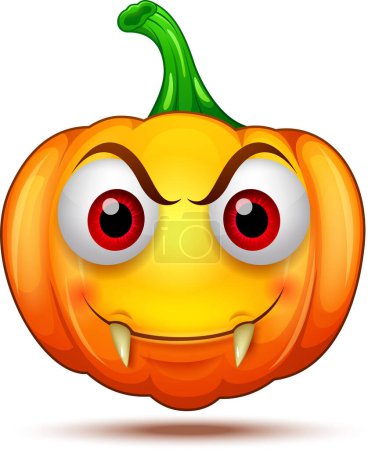 Illustration for Vector illustration of funny and crazy pumpkin character. Halloween cartoon emoticon - Royalty Free Image