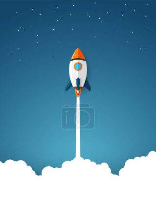 Illustration for Illustration of Modern space rocket with flat design - Royalty Free Image