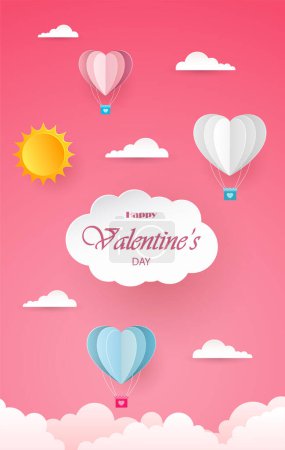 Illustration for Vector illustration of Valentine's day background in paper style - Royalty Free Image