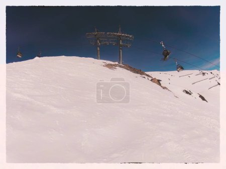 Photo for Winter ski resort. Mountains in the snow. Ski lift. . Post-processing. - Royalty Free Image