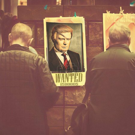 Foto de Se busca anuncio para el ex presidente de Estados Unidos Donald. - Imagen libre de derechos