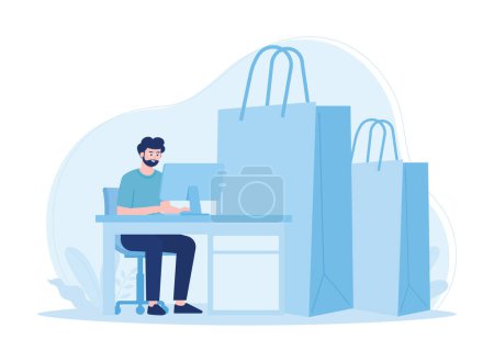 Millennial purchasing preferences  online shopping trending concept flat illustration